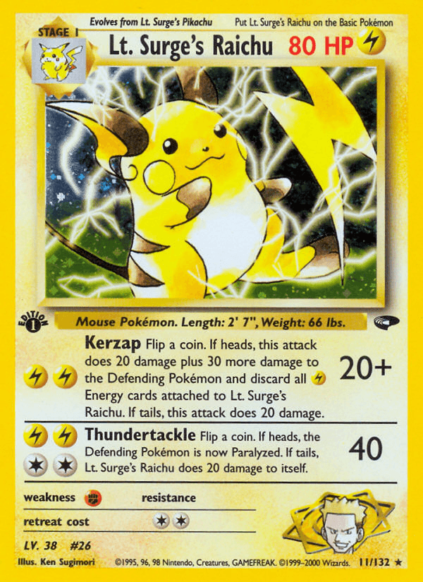 Lt. Surge's Raichu (Gym Challenge) #11 card art