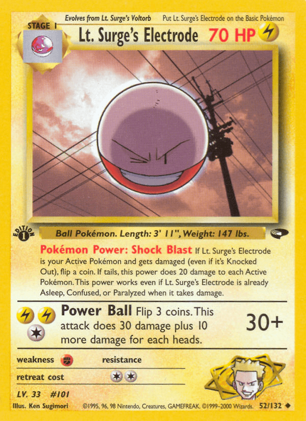 Lt. Surge's Electrode (Gym Challenge) #52 card art