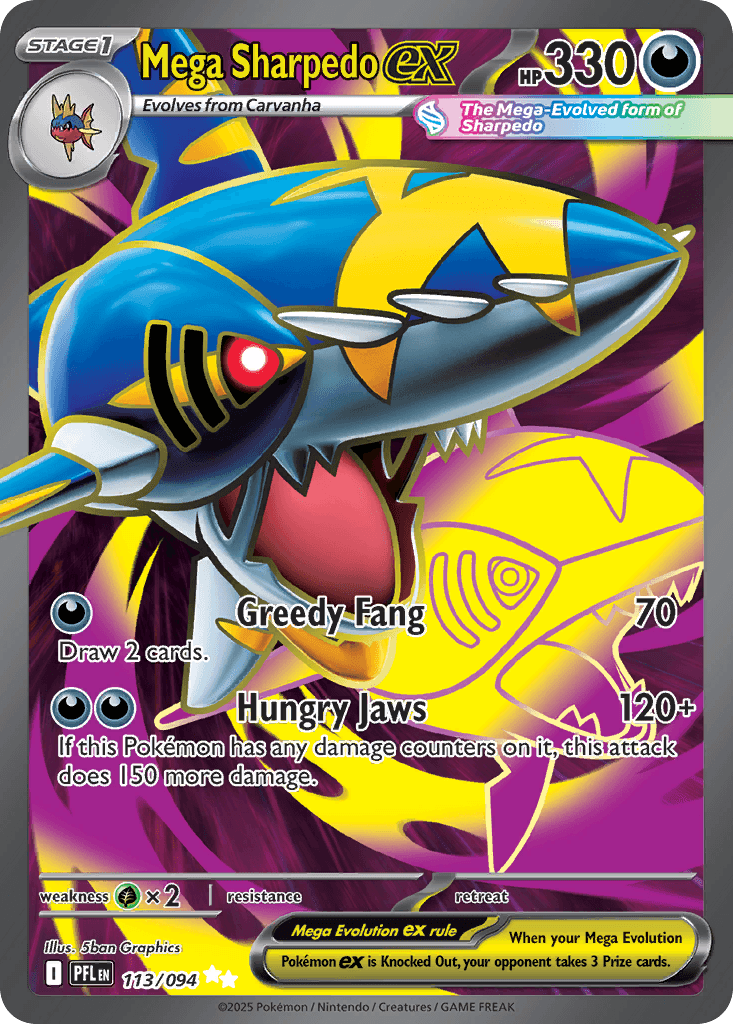 Mega Sharpedo ex (Phantasmal Flames) #113 card art