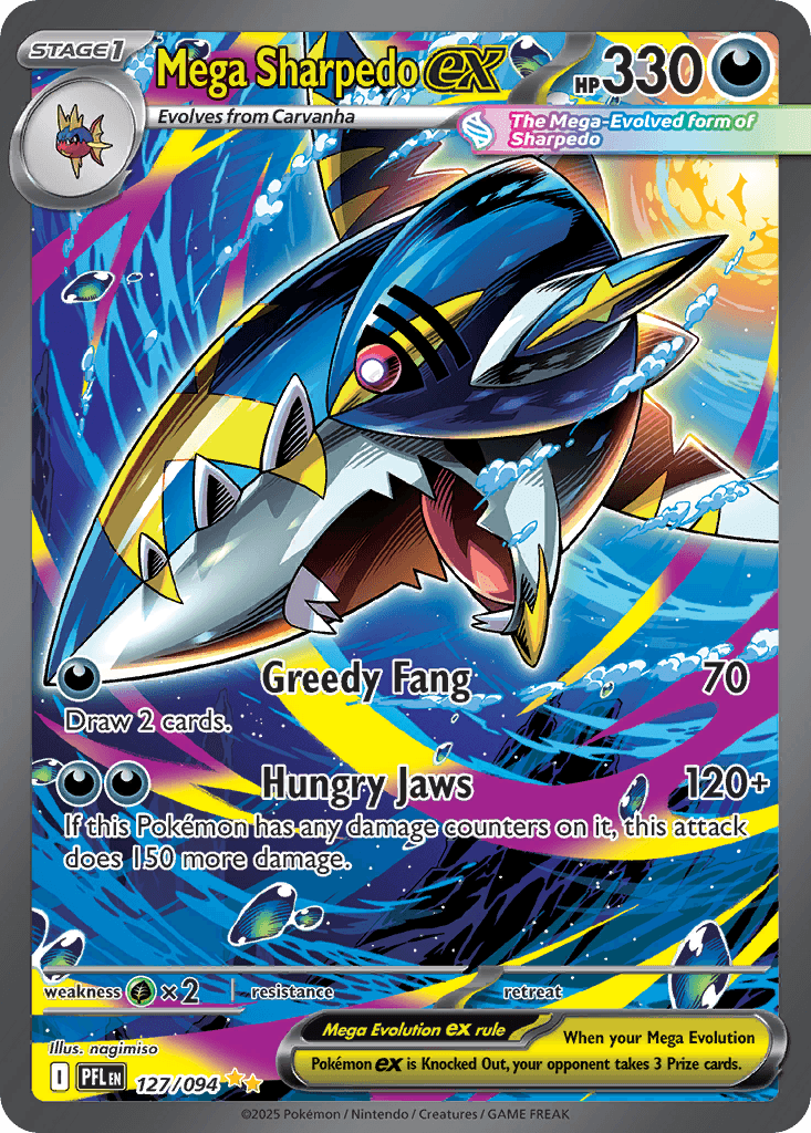 Mega Sharpedo ex (Phantasmal Flames) #127 card art