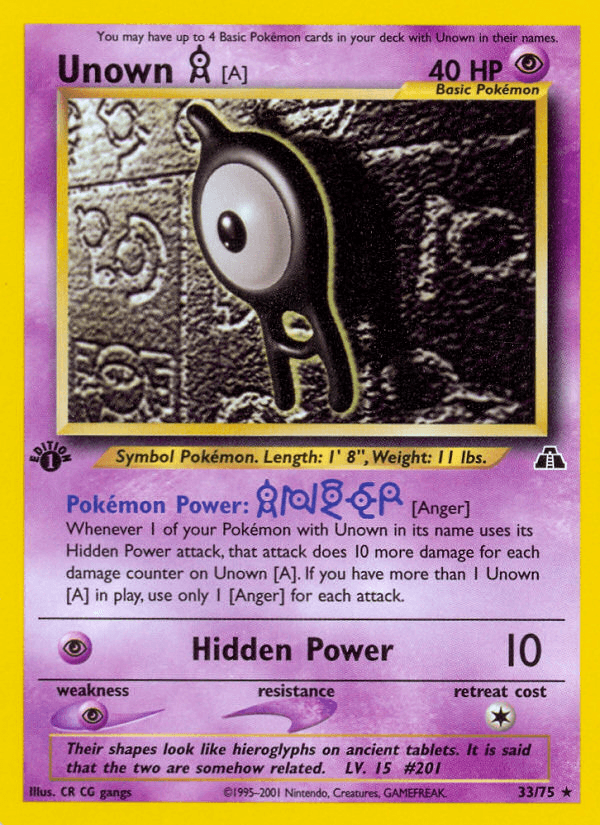 Unown [A] (Neo Discovery) #33 card art