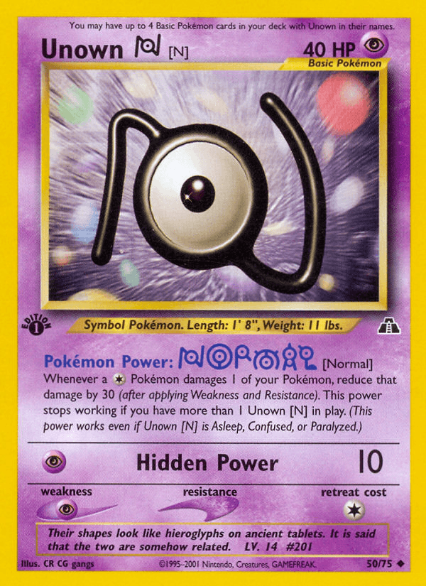 Unown [N] (Neo Discovery) #50 card art