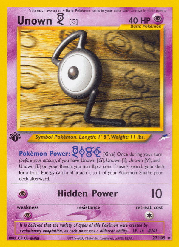 Unown [G] (Neo Destiny) #27 card art