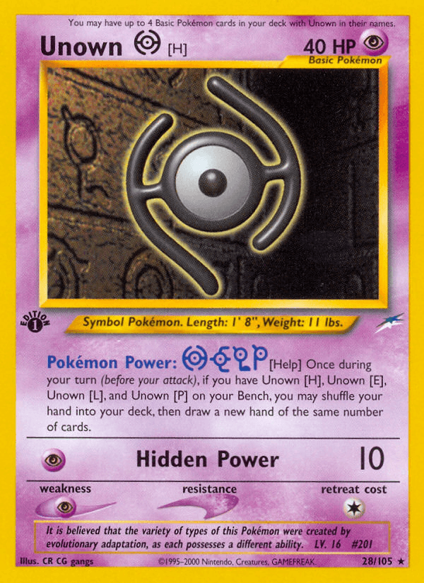 Unown [H] (Neo Destiny) #28 card art
