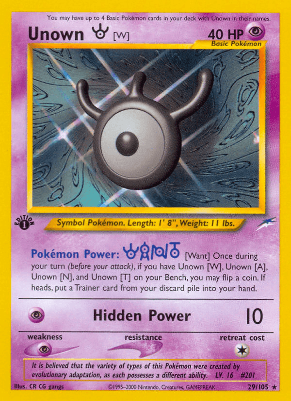 Unown [W] (Neo Destiny) #29 card art