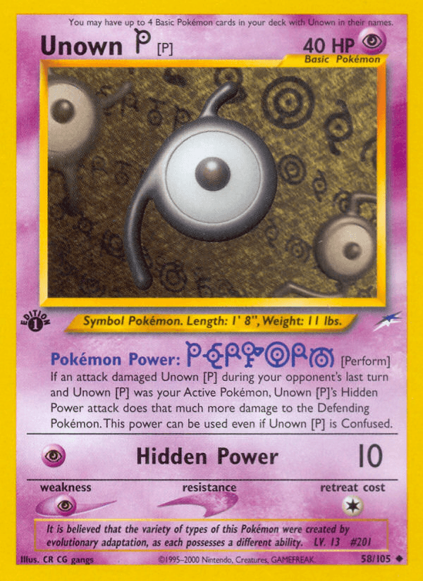 Unown [P] (Neo Destiny) #58 card art