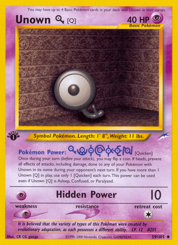 Unown [Q] (Neo Destiny) #59 card art