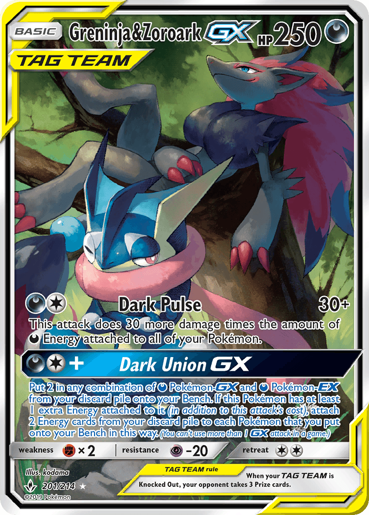 Greninja & Zoroark-GX (Unbroken Bonds) #201