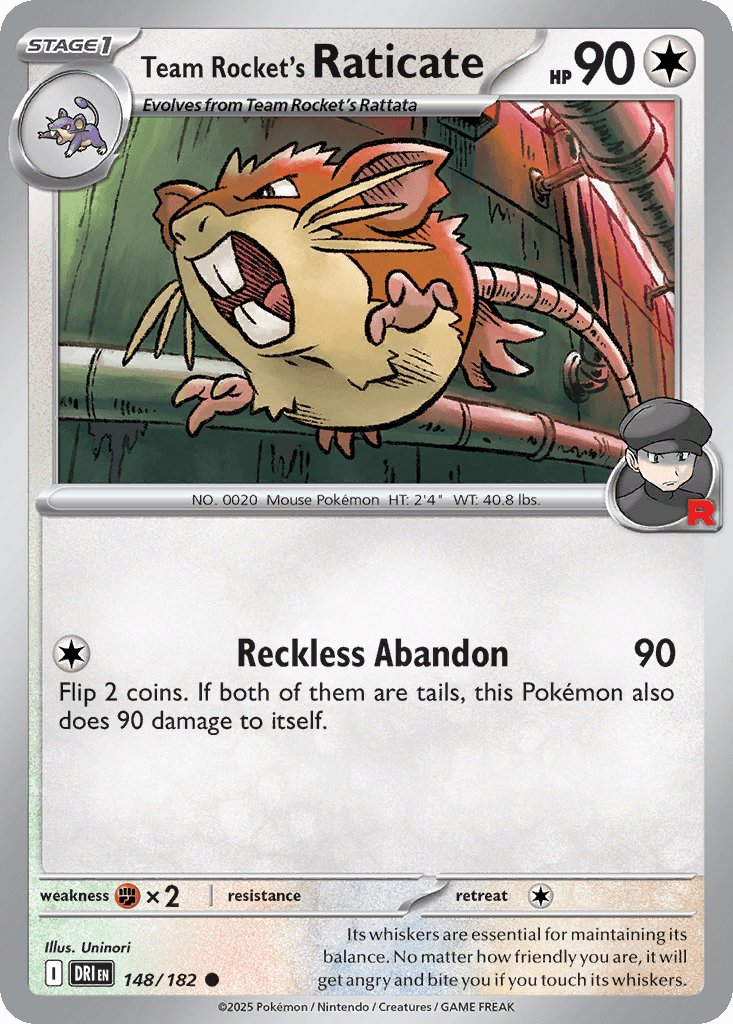 Team Rocket's Raticate (Destined Rivals) #148 card art