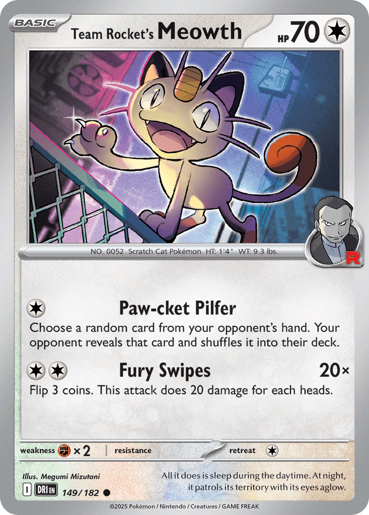 Team Rocket's Meowth (Destined Rivals) #149 card art