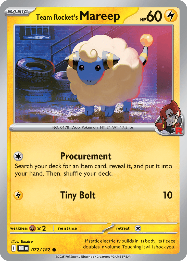 Team Rocket's Mareep (Destined Rivals) #72 card art