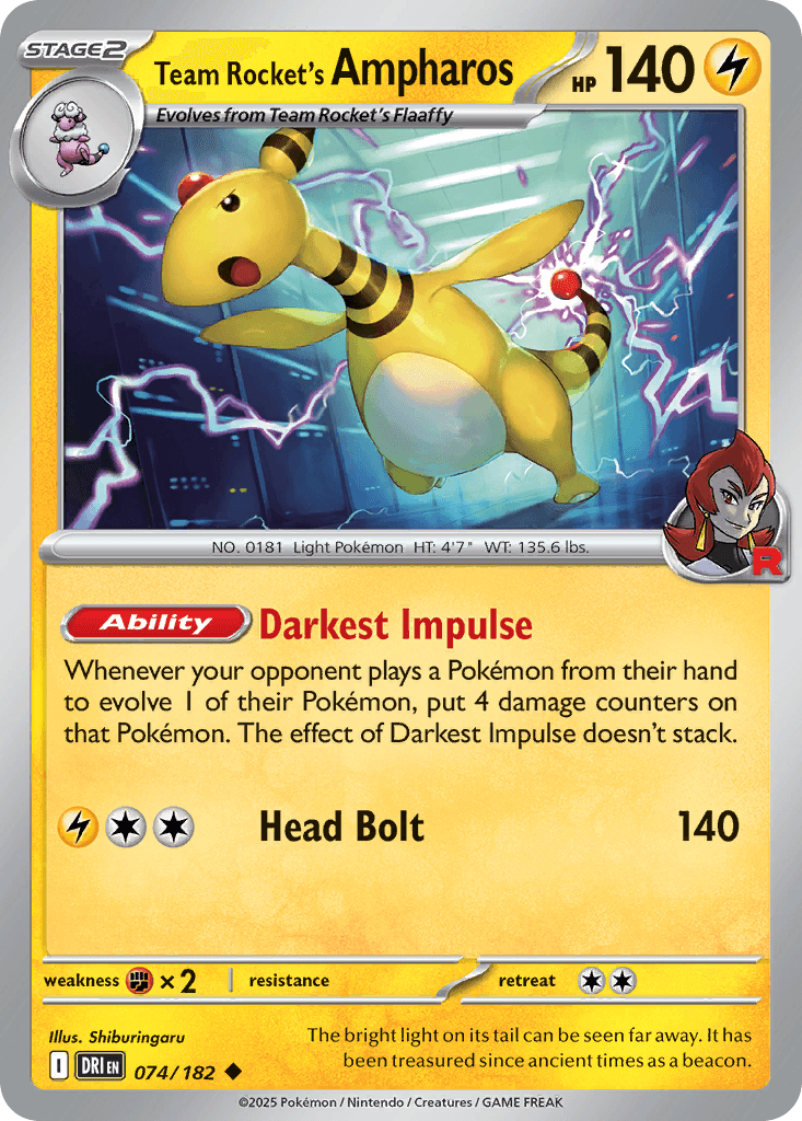 Team Rocket's Ampharos (Destined Rivals) #74 card art