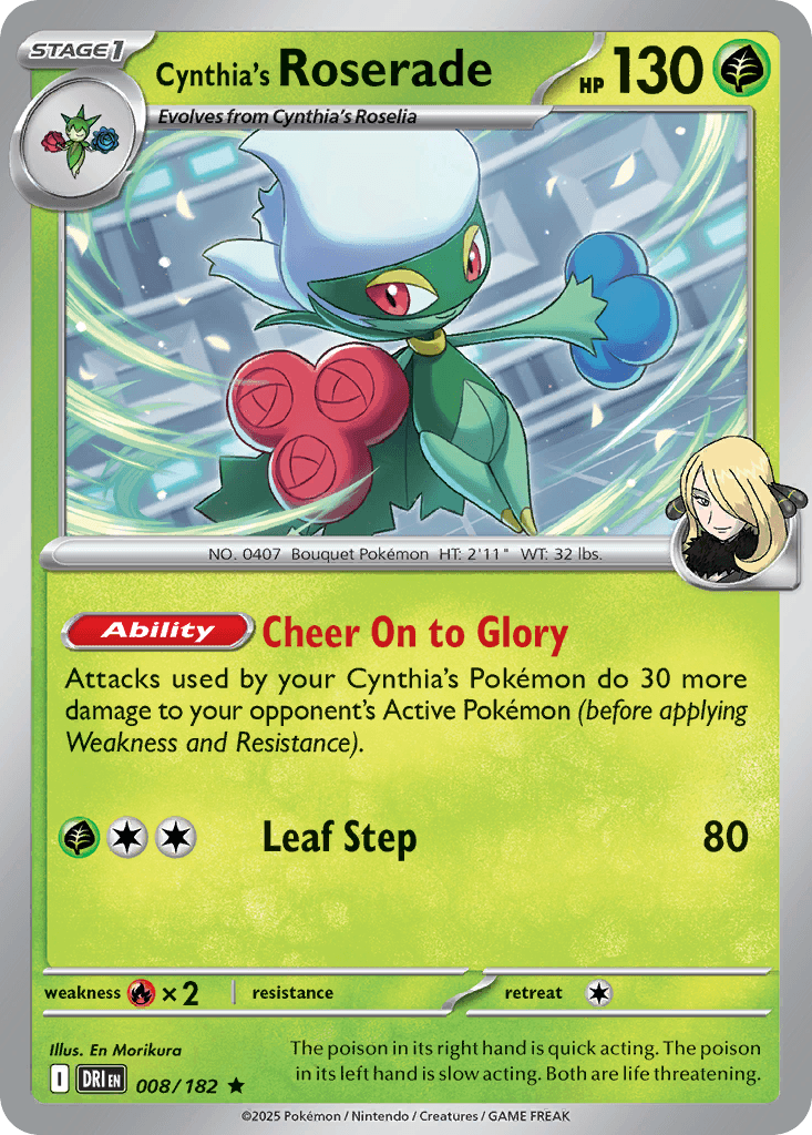 Cynthia's Roserade (Destined Rivals) #8 card art