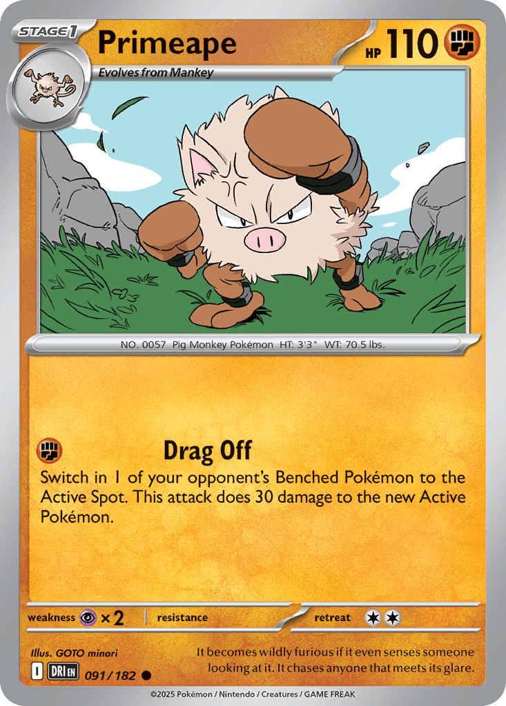 Primeape (Destined Rivals) #91 card art
