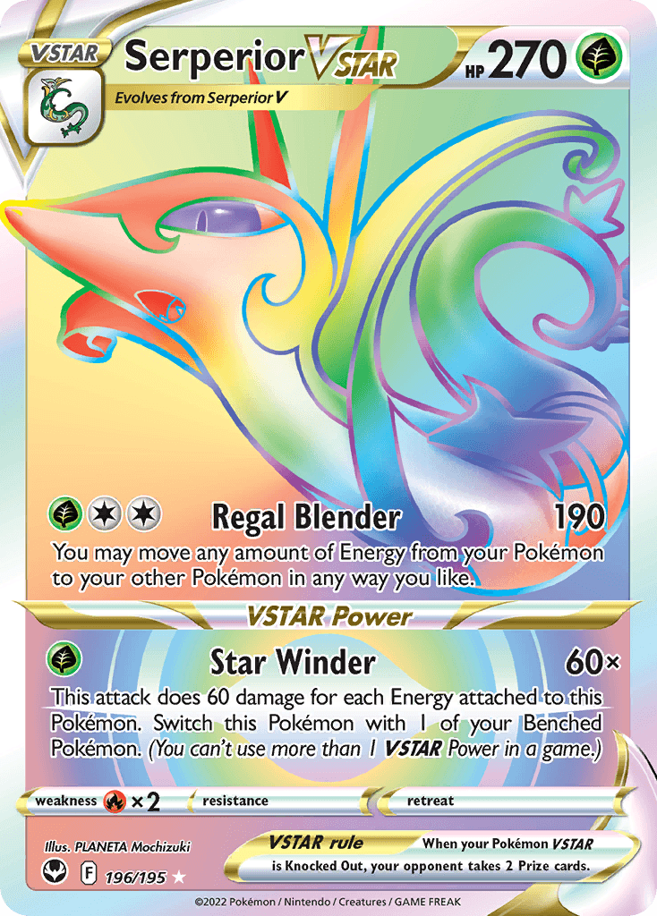 Serperior VSTAR (Silver Tempest) #196 card art