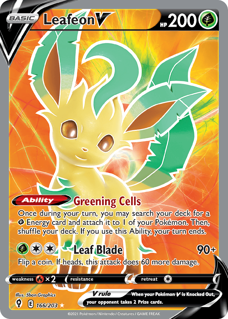 Leafeon V (Evolving Skies) #166 card art