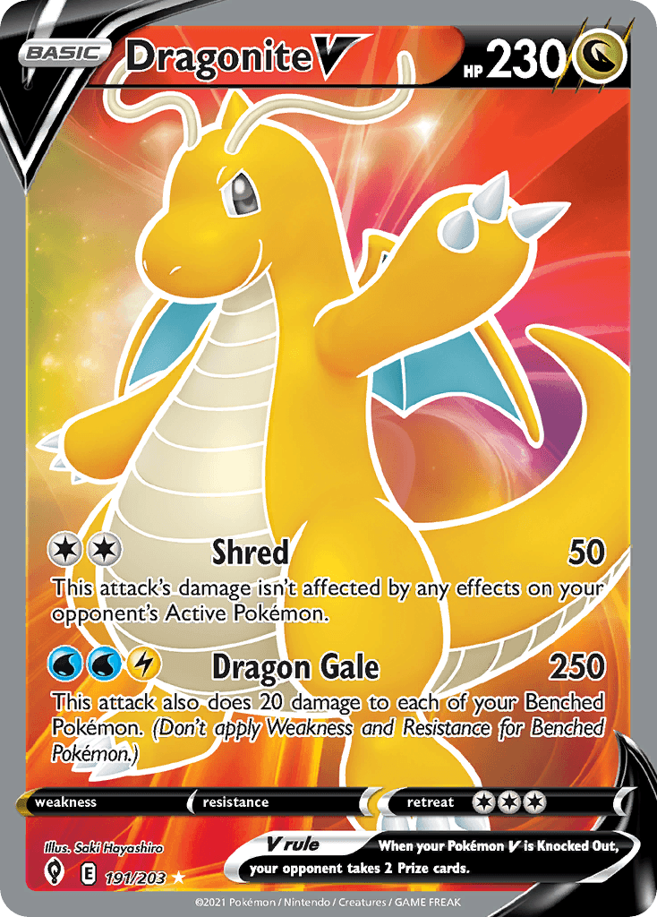 Dragonite V (Evolving Skies) #191 card art
