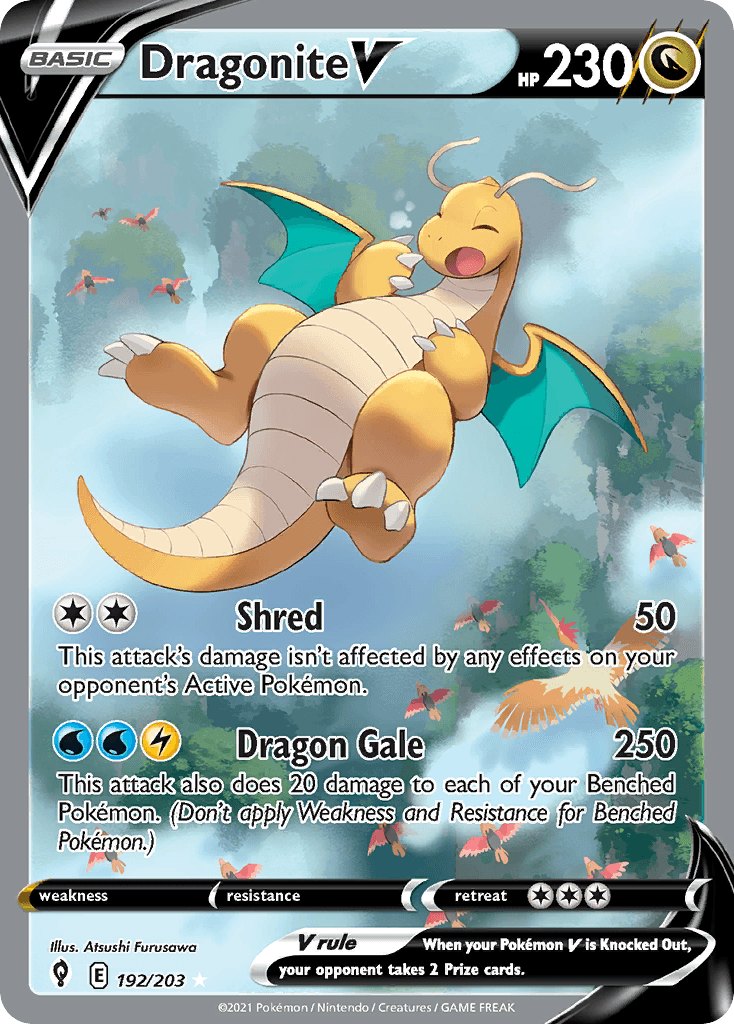 Dragonite V (Evolving Skies) #192 card art