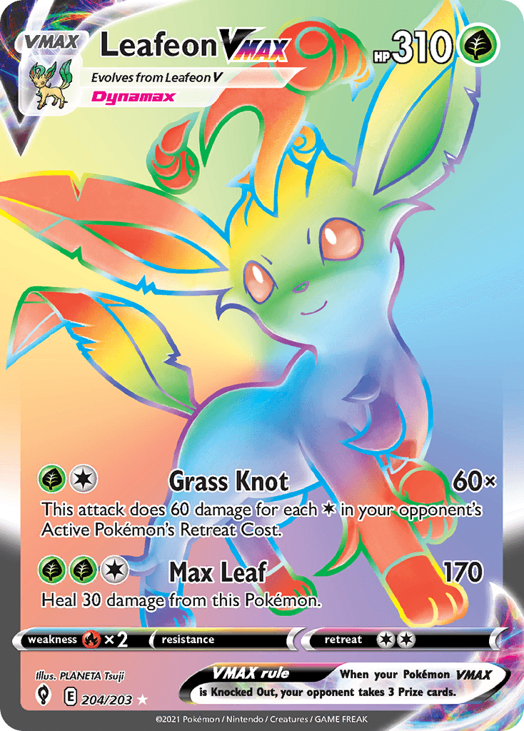 Leafeon VMAX (Evolving Skies) #204 card art