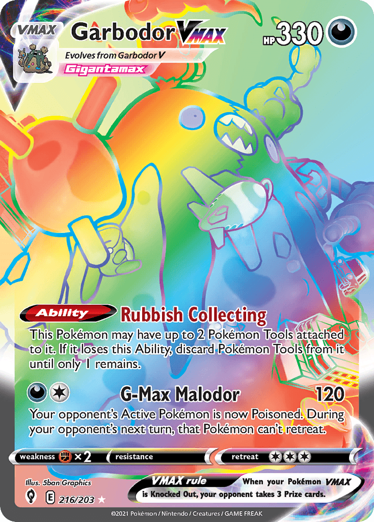 Garbodor VMAX (Evolving Skies) #216 card art