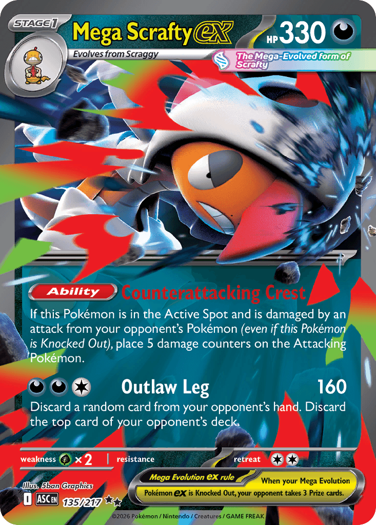 Mega Scrafty ex (Ascended Heroes) #135 card art