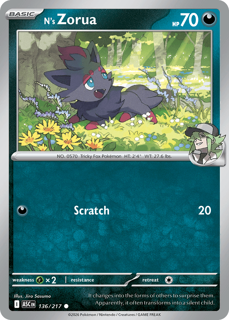 N's Zorua (Ascended Heroes) #136 card art