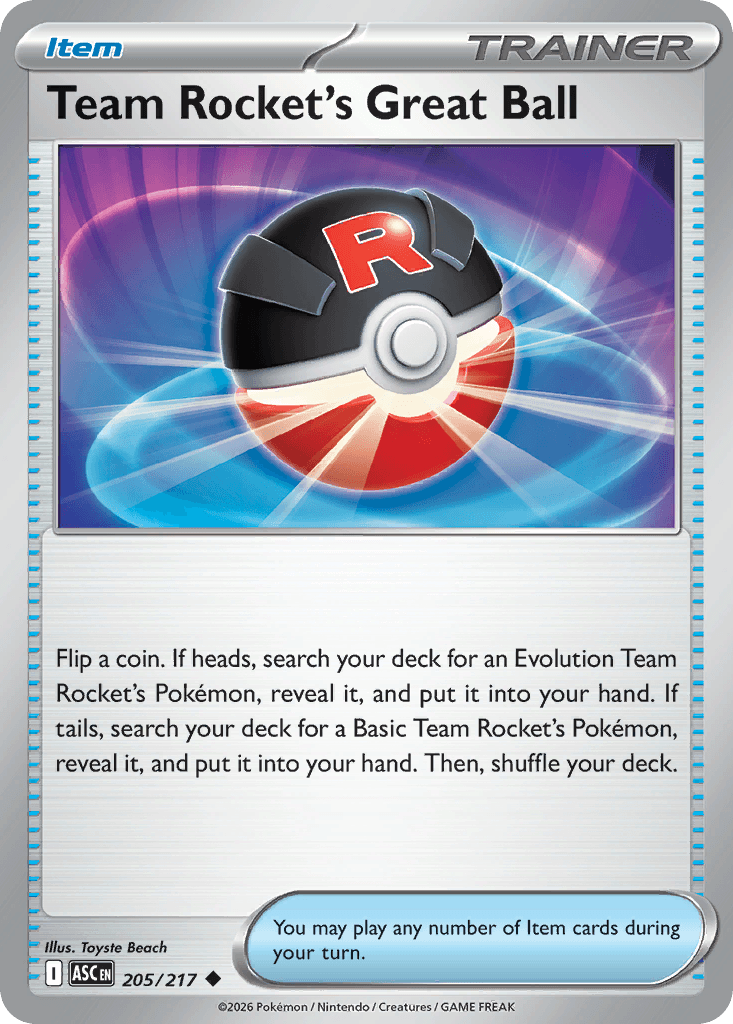 Team Rocket's Great Ball (Ascended Heroes) #205 card art