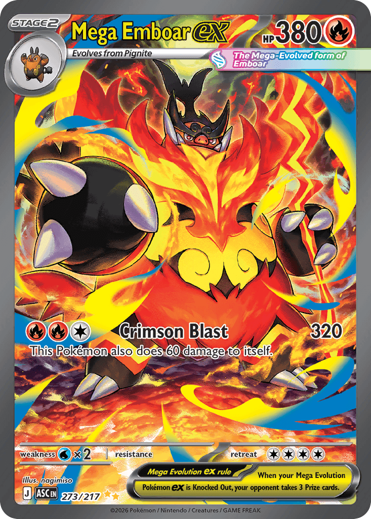 Mega Emboar ex (Ascended Heroes) #273 card art