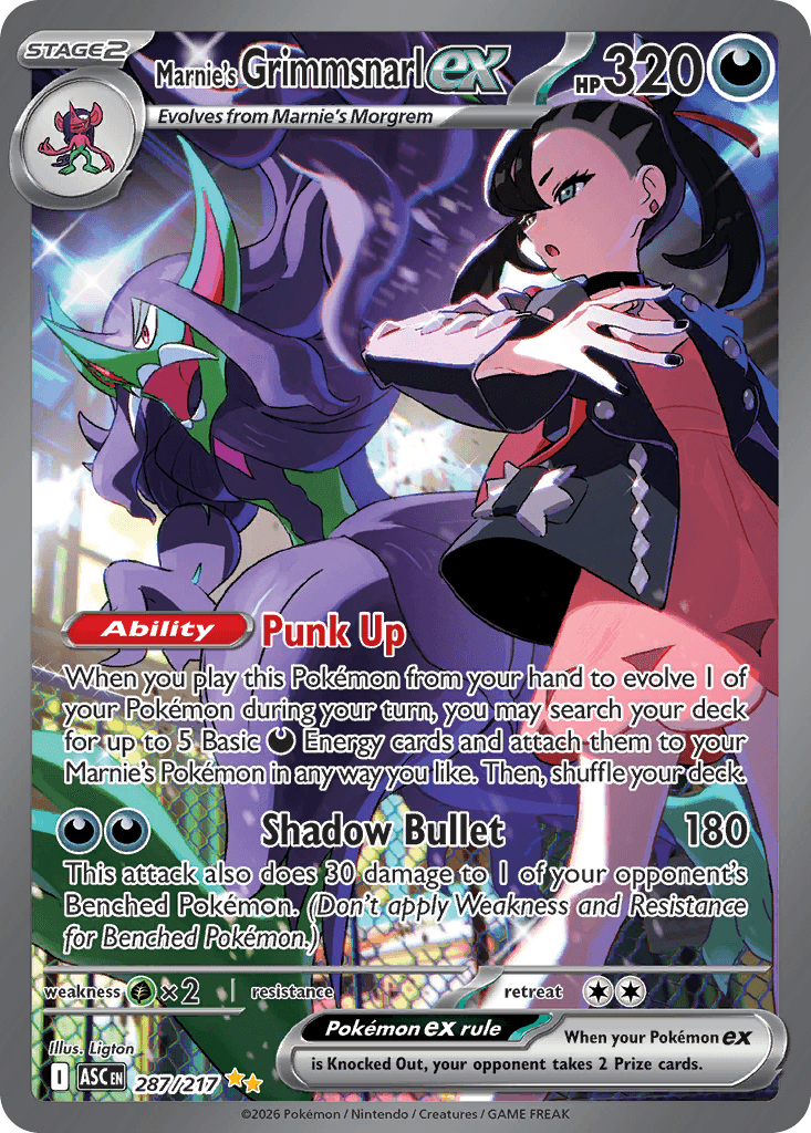 Marnie's Grimmsnarl ex (Ascended Heroes) #287 card art