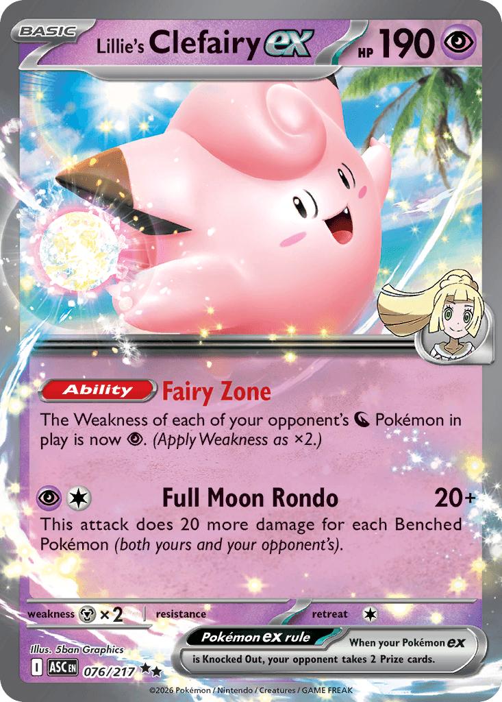 Lillie's Clefairy ex (Ascended Heroes) #76 card art