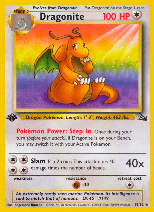 Dragonite (Fossil) #19 card art