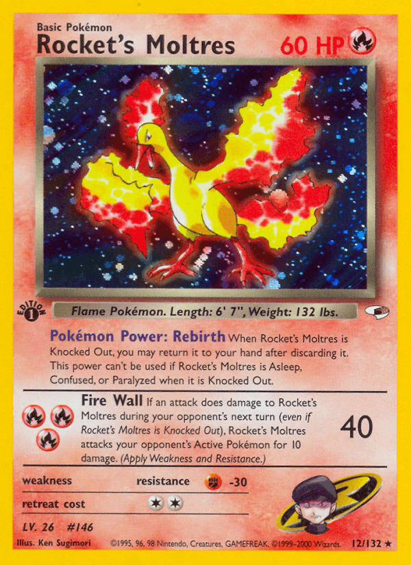 Rocket's Moltres (Gym Heroes) #12 card art