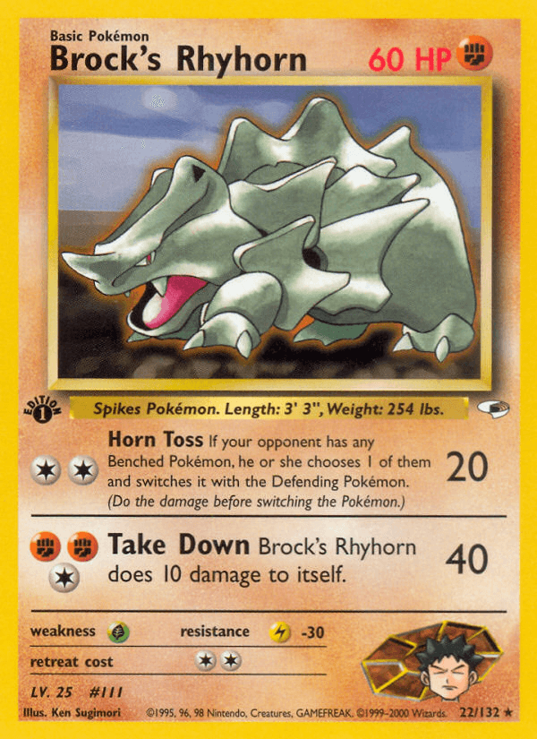 Brock's Rhyhorn (Gym Heroes) #22 card art