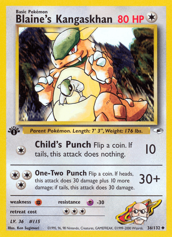 Blaine's Kangaskhan (Gym Heroes) #36 card art