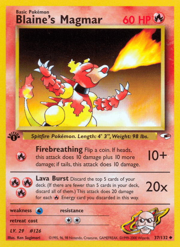 Blaine's Magmar (Gym Heroes) #37 card art