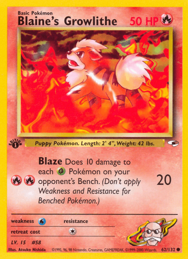 Blaine's Growlithe (Gym Heroes) #62 card art