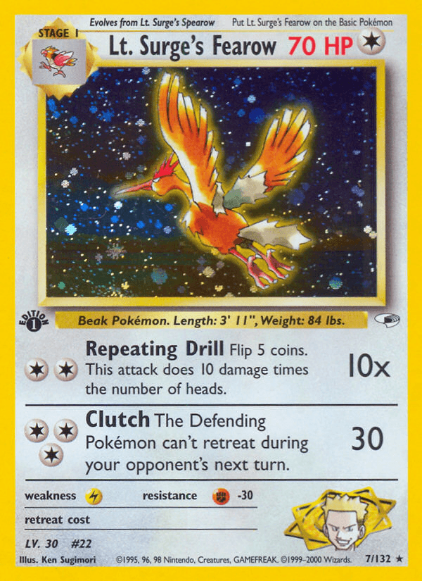 Lt. Surge's Fearow (Gym Heroes) #7 card art