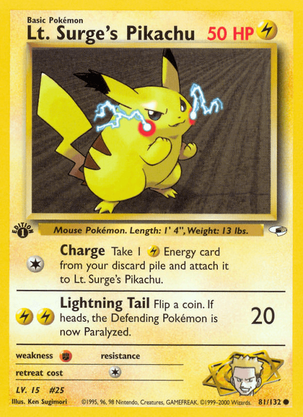 Lt. Surge's Pikachu (Gym Heroes) #81 card art