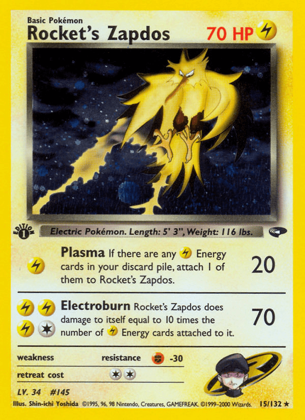 Rocket's Zapdos (Gym Challenge) #15 card art