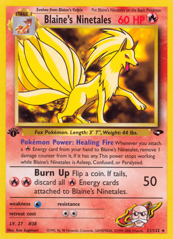 Blaine's Ninetales (Gym Challenge) #21 card art