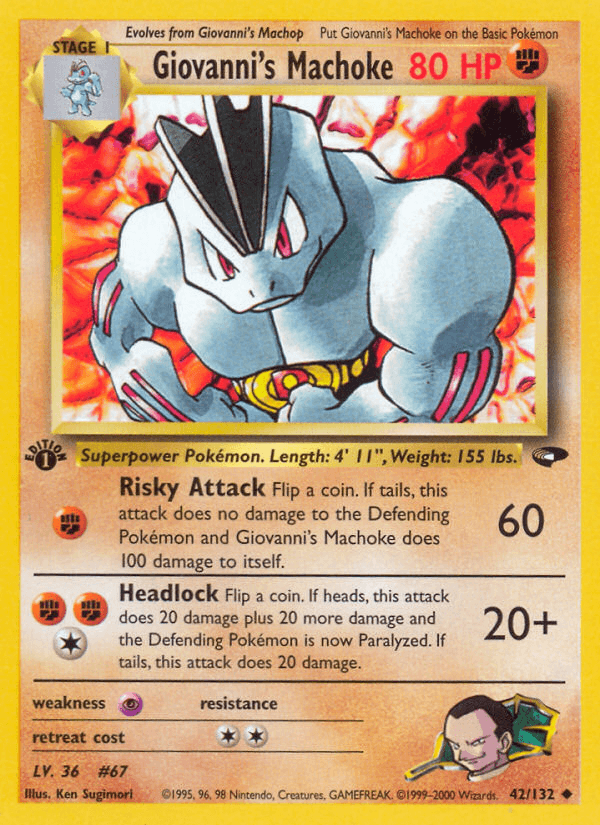 Giovanni's Machoke (Gym Challenge) #42 card art