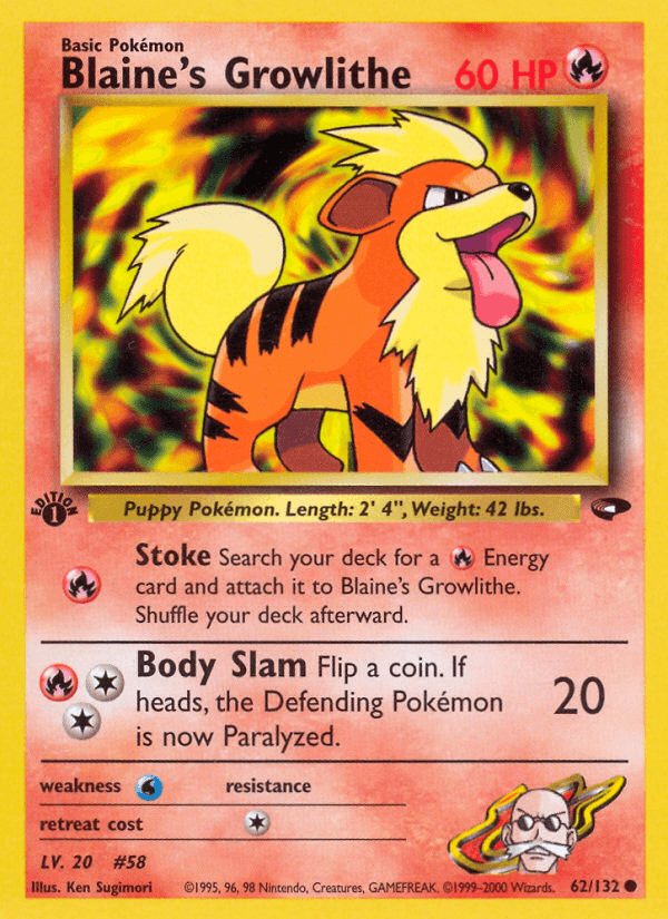Blaine's Growlithe (Gym Challenge) #62 card art