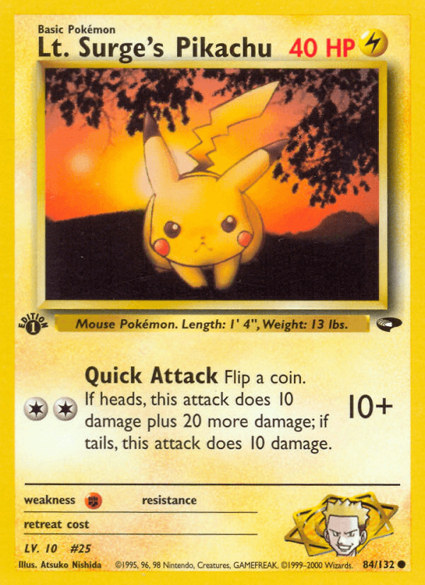 Lt. Surge's Pikachu (Gym Challenge) #84 card art