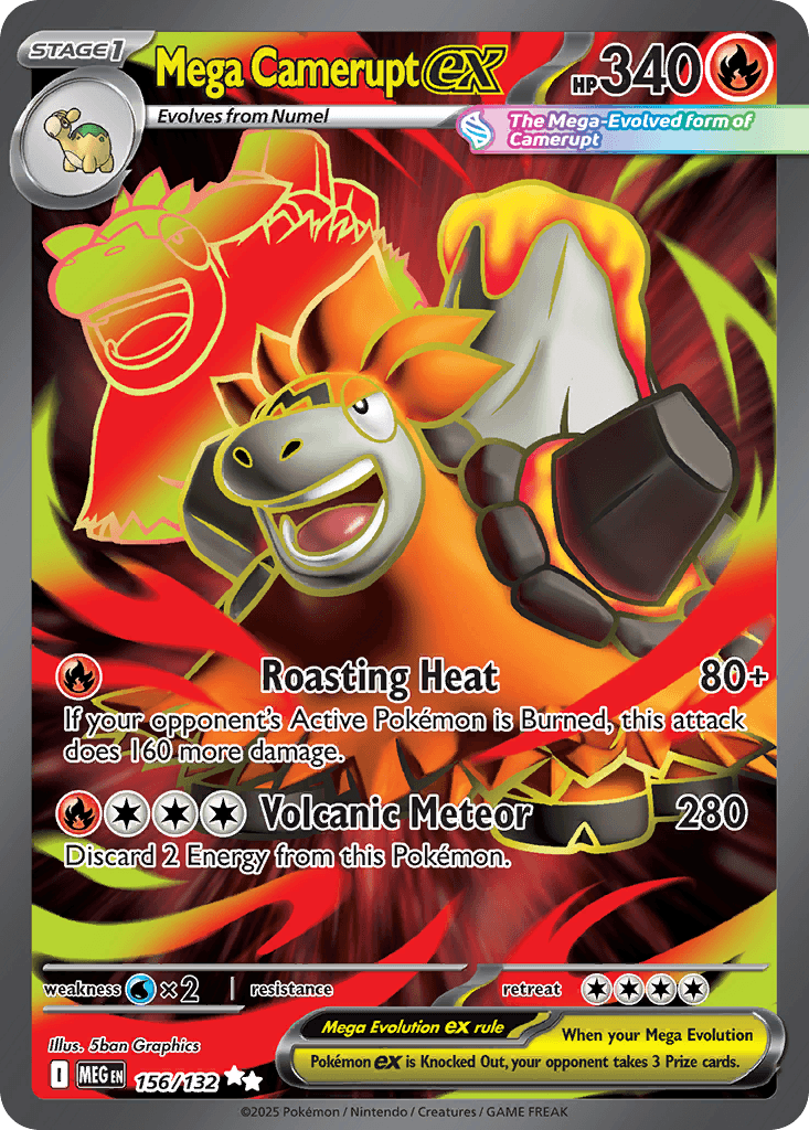 Mega Camerupt ex (Mega Evolution) #156 card art