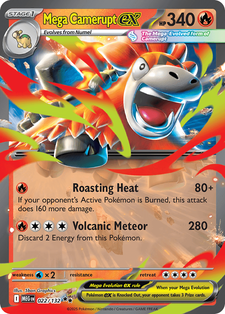 Mega Camerupt ex (Mega Evolution) #22 card art
