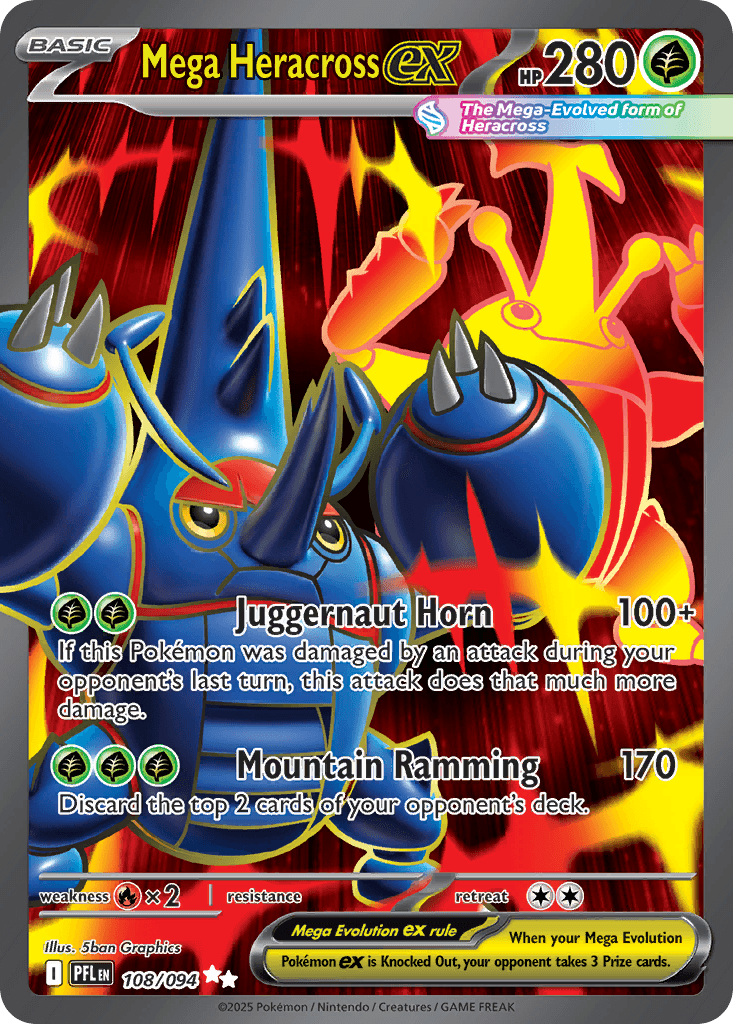 Mega Heracross ex (Phantasmal Flames) #108 card art