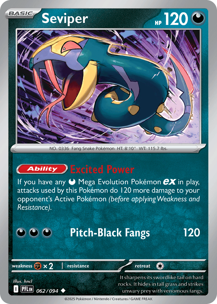Seviper (Phantasmal Flames) #62 card art