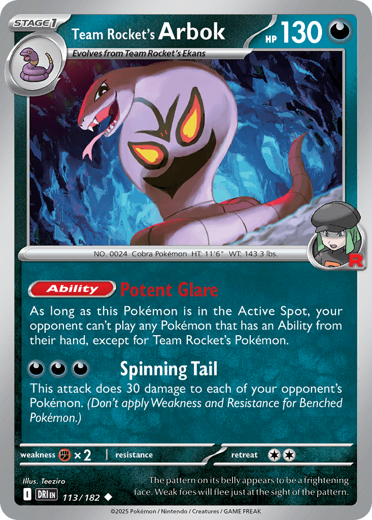 Team Rocket's Arbok (Destined Rivals) #113 card art