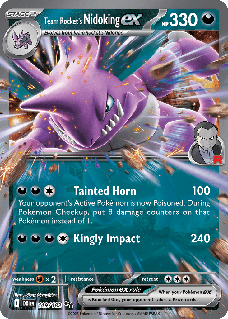 Team Rocket's Nidoking ex (Destined Rivals) #119 card art