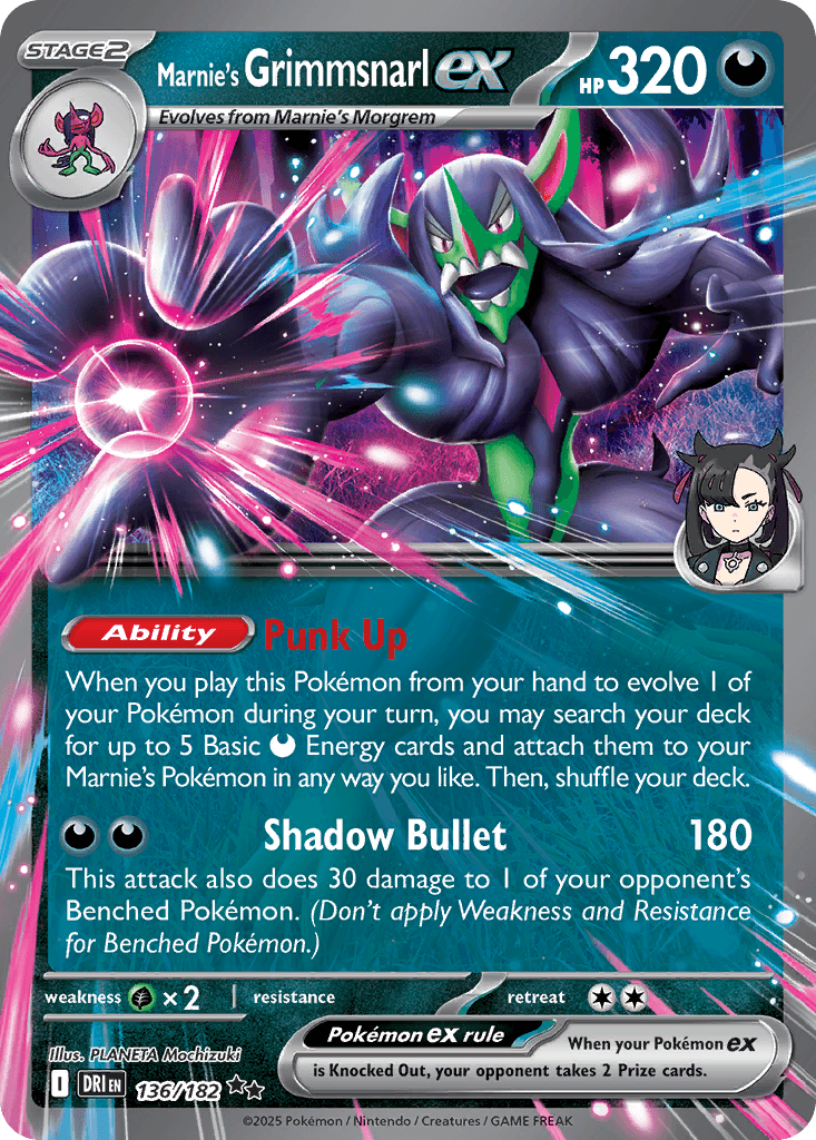 Marnie's Grimmsnarl ex (Destined Rivals) #136 card art